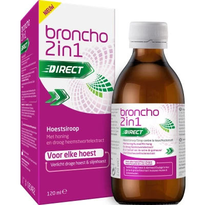 Afbeelding van Broncho 2 In 1 Adult Hoestsiroop Sinaasappelsmaak 120ml Droge Hoest, Slijmhoest