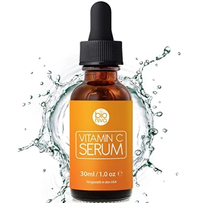 Afbeelding van Bioniva vitamine C Serum met + hyaluronzuur E. Natuurlijke anti aging antirimpel bio collageen booster gezichtsserum organische ingrediënten. Geschikt dermaroller 30ml