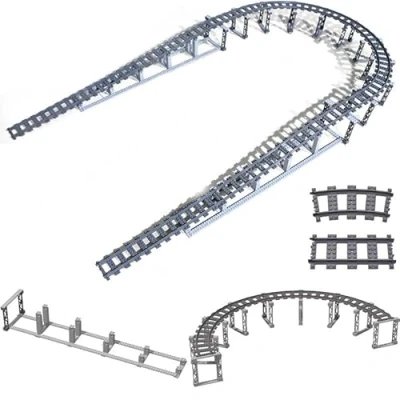 Afbeelding van Techniek, treinspoor, bouwsteen, City trein Power Functions Kit spoor buiging rails accessoires klembouwstenen (type A)