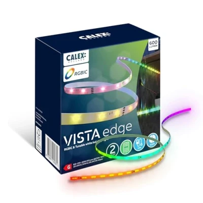 Afbeelding van Calex Vibey LED Strip 2 meter Voor Binnen Met App RGBIC Warm wit licht Inclusief Afstandsbediening