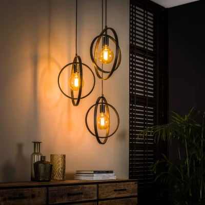 Afbeelding van Hoyz Hanglamp met 3 Lampen Turn Around Zwart Industrieel