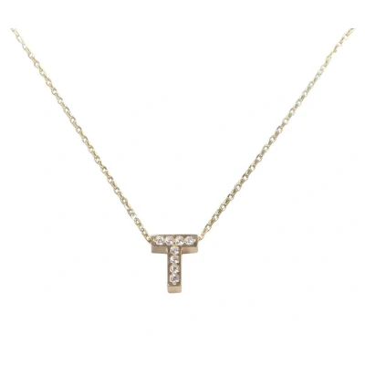 Afbeelding van Gouden ketting met T zirkonia hanger