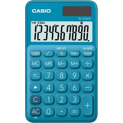 Afbeelding van Casio SL 310UC BU Zakrekenmachine Blauw Aantal displayposities: 10 werkt op zonne energie, batterijen (b x h d) 70 8 118 mm