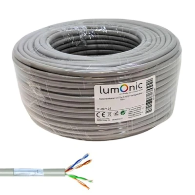 Afbeelding van Lumonic 50m netwerkkabel CAT 5e F/UTP I CAT5e kabel, Gigabit Lan Ethernet kabel Flexibele installatiekabel afgeschermd, voor binnengebruik to