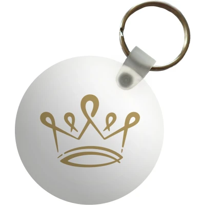 Afbeelding van Sleutelhanger Illustratie gouden kroon Plastic Rond Uitdeelcadeautjes