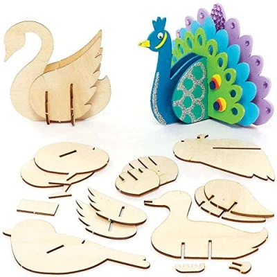 Afbeelding van Baker Ross FC705 Vogel Hout Knutsel Model Kits Set van 5, Kit voor Kinderen, Kunst en Handvaardigheid Kinderen