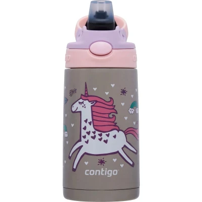 Afbeelding van Contigo Easy Clean Autospout thermosfles met rietje voor kinderen, BPA vrije roestvrij stalen waterfles, 100% lekvrij, makkelijk te reinigen, ideaal dagverblijf, school en sport, 380 ml Flying Unicorn