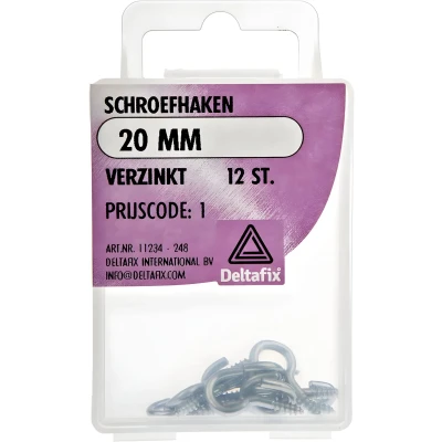 Afbeelding van Deltafix Schroefhaken verzinkt 20 mm 12 stuks