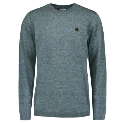 Afbeelding van No Excess Mannen Trui Met Ronde Hals: Tweekleurige Melange En Comfortabele Pasvorm Blauw XXXL
