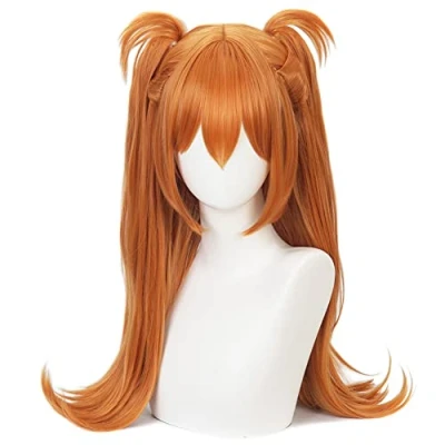 Afbeelding van HIROAKIYA Asuka Langley Wig Orange, Cosplay Clip Ponytails with Cap