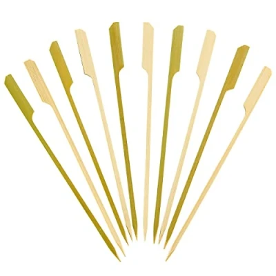 Afbeelding van [100 stuks] 17,8 cm Bamboe Houten Paddle Pickers Satéprikkers voor Cocktails, Snacks, Fruit en Sandwiches