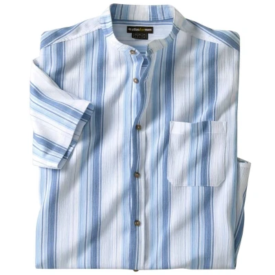 Afbeelding van ATLAS FOR MEN Gestreept overhemd van crêpestof met maokraagje Heren Verkrijgbaar in grote maten 5XL