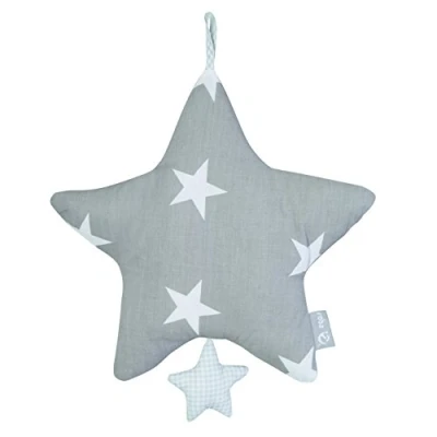 Afbeelding van Roba speeldoos &#039;Little Stars&#039;, baby inslaaphulp, textiel ster wasbaar, babykamer decoratie grijs/wit Little Stars grijs