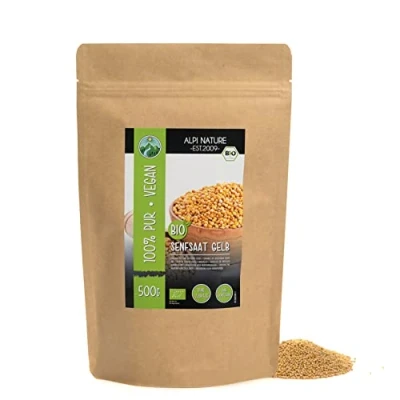 Afbeelding van BIO mosterdzaden geheel geel wit (500g), biologische mosterdzaad geel, volledig van gecontroleerde teelt, 100% natuurlijk, zonder toevoegingen, biologisch wit,