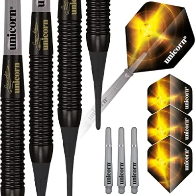 Afbeelding van Unicorn Gary Anderson World Champion Black Brass Soft Tip Dartpijlen 18 Gram