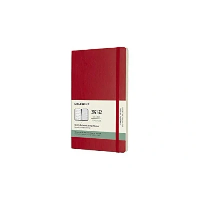 Afbeelding van Moleskine 18 maanden weekplanner/afsprakenplanner, agenda 2021/2022, weeknotitieboek met softcover en elastische sluiting, formaat large/A5 13 x 21 cm, kleur scharlaken rood, 208 pagina&#039;s