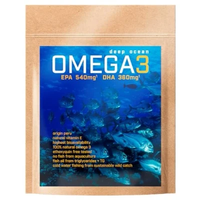 Afbeelding van Omega 3 capsules 3000 mg visolie, hoge dosis (in triglyceridevorm), EPA 540 + 360 DHA per aanbeveling, in het laboratorium getest op duurzame visvangst vitamine E