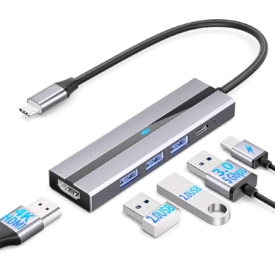 Afbeelding van AEARJOHN USB C Hub (5 in 1) aluminium behuizing, type naar PD100W, HDMI 4K, 3.0, 2 x 2.0