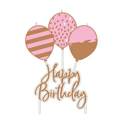 Afbeelding van Amscan Verjaardagskaars Happy Birthday 11,3 X 6,2 Cm Roze/goud