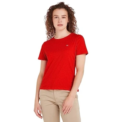 Afbeelding van Tommy Jeans TJW SOFT TEE Top, Dames, Maat: XXS, Deep crimson