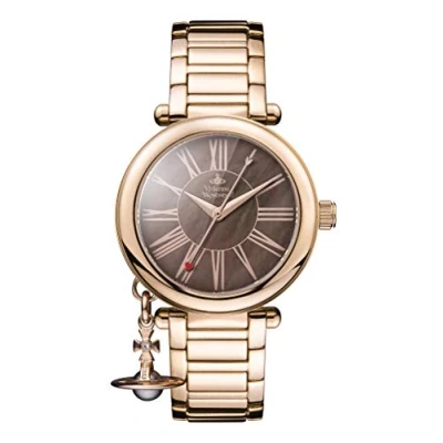 Afbeelding van Vivienne Westwood Mother Orb Dames Quartz Horloge met Bruin MOP Dial &amp; Rose Gold Roestvrij Staal Armband VV006PBRRS, Bruin, 32 mm, VV006PBRRS AMZUK