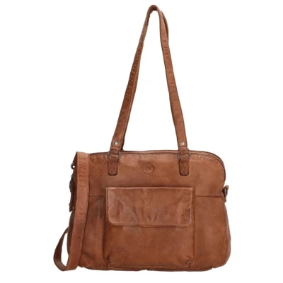 Afbeelding van Hide &amp; Stitches Paint Rock Shopper Voorvak Cognac