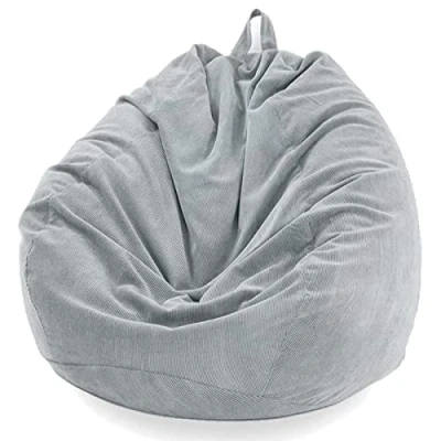 Afbeelding van Chickwin Peer Zitzak, Corduroy Peren Fauteuil zonder Vulling voor Buiten en Binnen Ontspanning, Loungestoel, Slaapkamer Kussen (Grijs, 70x80cm)