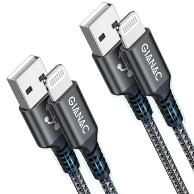 Afbeelding van GIANAC iPhone Oplader Kabel, Lightning Cable [2Pack 1M] Kabel Charger USB Snel Opladen Lood Compatibel met 14/13/12/11/Pro/Xs Max/X/8/7/Plus/6S/6/SE/5S iPad and More