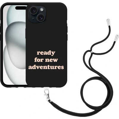 Afbeelding van Cazy Hoesje met koord Zwart geschikt voor iPhone 15 New Adventures
