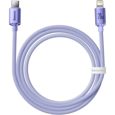 Afbeelding van Baseus Data Cable Crystal Shine (CAJY000205) Type C to Lightning, 20W, 1.2m Purple