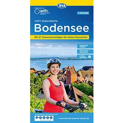 Afbeelding van ADFC Regionalkarte Bodensee, 1:50.000, reiß und wetterfest, Mit kostenlosem GPS Download der Touren via BVA website oder Karten App: 21 Tourenvorschlägen für kleine Rauszeiten