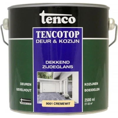 Afbeelding van Tenco TencoTop Deur &amp; Kozijn Dekkend Zijdeglans 2,5 ltr crèmewit (RAL 9001) Buiten onderhoud