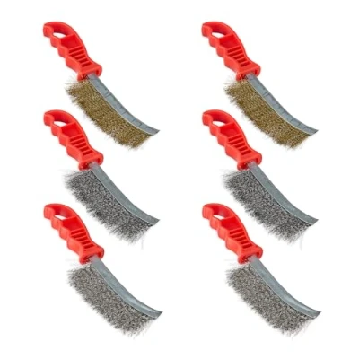 Afbeelding van Relaxdays draadborstel 6 delige set messing borstel rvs staalborstel