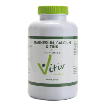 Afbeelding van Vitiv Magnesium calcium zink 200 tabletten