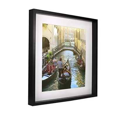 Afbeelding van BD ART 50 x cm grote box 3D objectlijst fotolijst met passe partout 40 cm, zwart vierkant om te vullen, dieper voor objecten, foto&#039;s, souvenirs 3 wanddecoratie