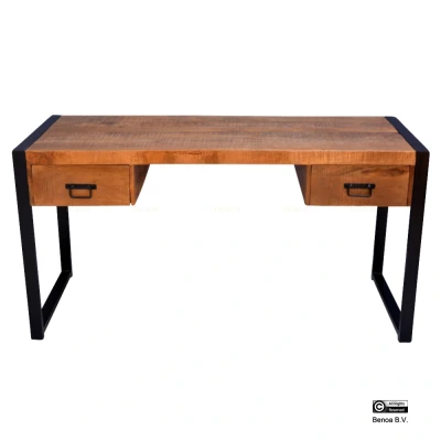 Afbeelding van Steigerhouten Britt bureau met 2 lades 150