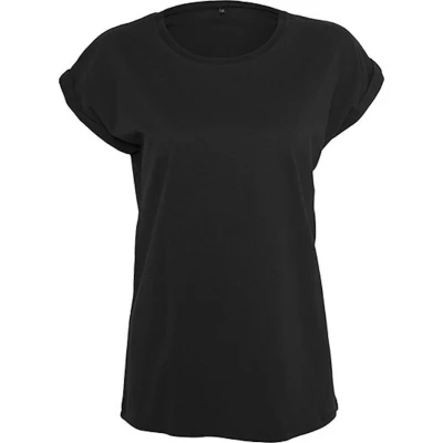 Afbeelding van Damesshirt met ronde hals en omgeslagen mouw Black XXL