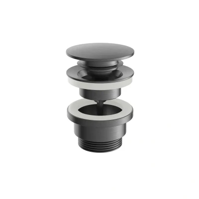 Afbeelding van HotBath Archie Clickplug met schroef rond Geborsteld Gunmetal PVD AR710BGP