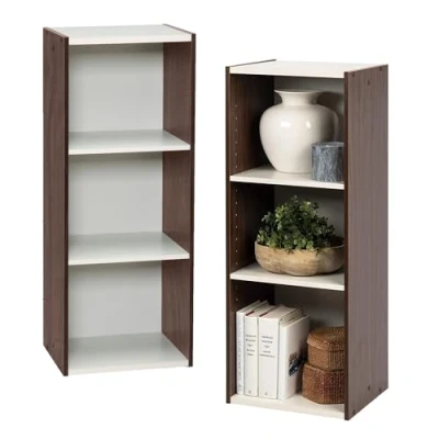 Afbeelding van Iris Ohyama, Boekenkast met 2 opbergplanken, Set van bijzetmeubels, Design, Modulair, Kantoor, Slaapkamer, Woonkamer UB 6020 Bruin