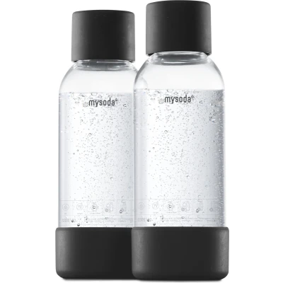 Afbeelding van MY SODA 2PB905F B Pak met 2 zwarte PET flessen en 0,5 liter biocomposietflessen