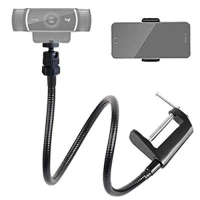Afbeelding van Tencro Webcam Stand Telefoonhouder 27 inch Verstelbare Zwanenhals Desktop Camera Bureau Klem Mount voor Alle Mobiele Telefoons, Logitech C925e C922 C930e C930 C920 C615, Etc. (1/4&quot;