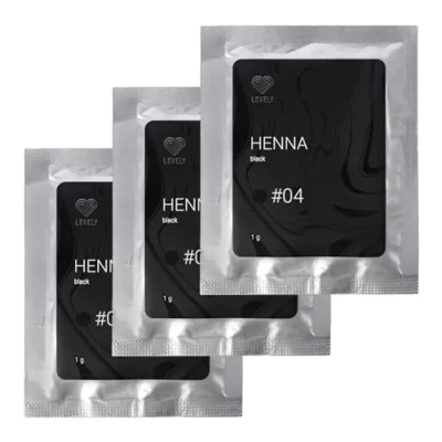 Afbeelding van Lovely 3x henna wenkbrauw &amp; wimperverf zwart, tint: Black Morion wenkbrauwverf met tattoo effect natuurlijk blijft tot 6 weken zitten poeder 3x1g