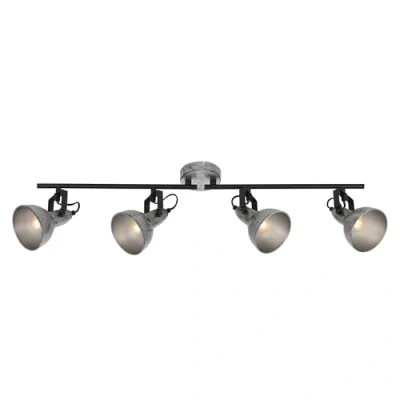 Afbeelding van BRILONER Vintage plafondspot, retro draaibare plafondlamp, 4x E14 fitting, zilverkleurig bewerkt, 795x100x185 mm