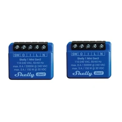 Afbeelding van SHELLY Wifi schakelactor Plus 1 Mini Gen 3, blauw, 2 stuks