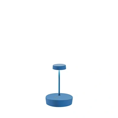 Afbeelding van Zafferano, Swap Mini Lamp, Oplaadbare Draadloze Tafellamp met Aanraakbediening, Geschikt voor Binnen en Buiten, Dimmer, 2700 K, Hoogte 14.8 cm, Capri Blauw Kleur