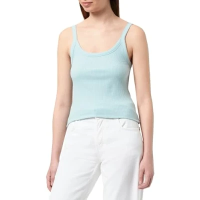 Afbeelding van Q/S by s.Oliver ribgebreide singlet turquoise
