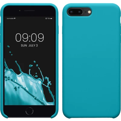 Afbeelding van kwmobile telefoonhoesje geschikt voor Apple iPhone 7 Plus / 8 Hoesje met siliconen coating Smartphone case in ijsblauw