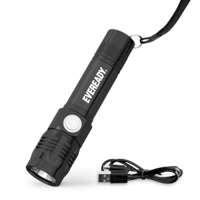 Afbeelding van Energizer EVEREADY Oplaadbare zaklamp, 500 lumen, IPX4 waterdicht, LED lamp van aluminium, micro USB oplaadkabel inbegrepen