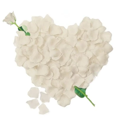 Afbeelding van Rozenblaadjes, 1200 Zijden Crème Gebroken Wit Rozenblaadjes Deco, Decoratie voor Romantische Atmosfeer, Huwelijksaanzoek, Valentijnsdag en Bruiloft