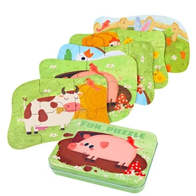 Afbeelding van BBLIKE Kinderpuzzel, huisdierpuzzel voor kinderen, 5 puzzels, geschikt jongens en meisjes, puzzel vanaf 3, 4, jaar